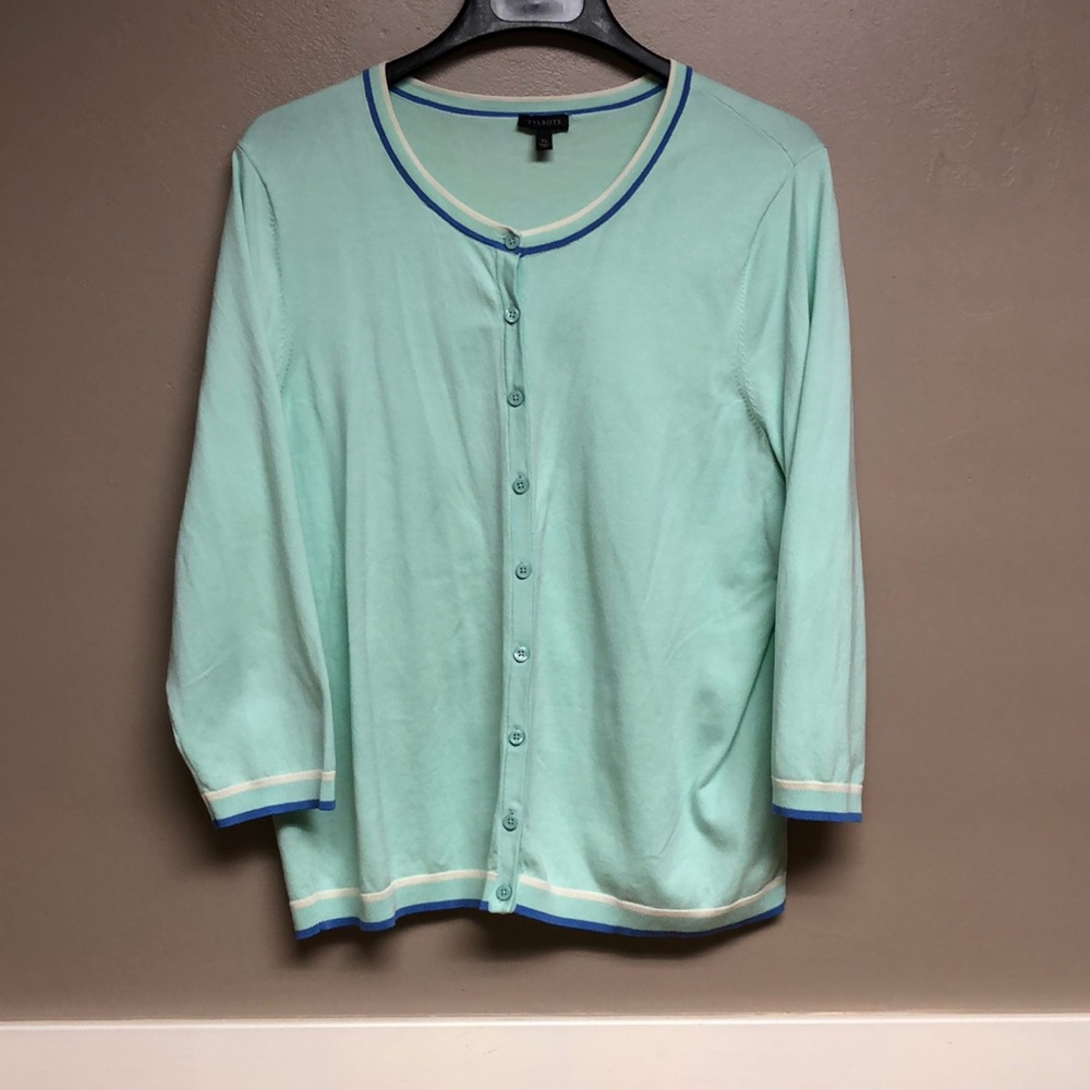 Talbots mint green cardigan sweater